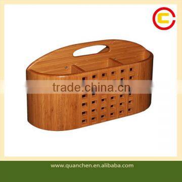 Three-compartment Bamboo Flatware Rack
