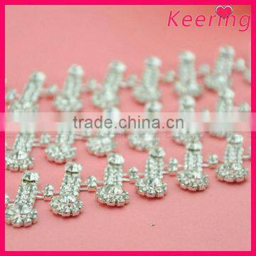 wholesale latest design hairpin shape joint dress decoration roll rhinestone cup chain WRC-228