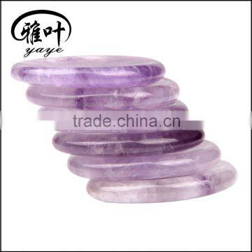 Wholesale 45*35*7mm Semi-precious stone Amethyst Worry Stone Thumb massage stone oval Shape