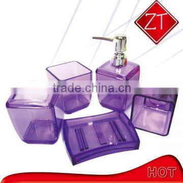 purple color plastic bathroom accessories set