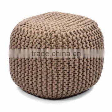 Natural Fibres Designer wool jute pouf Cover