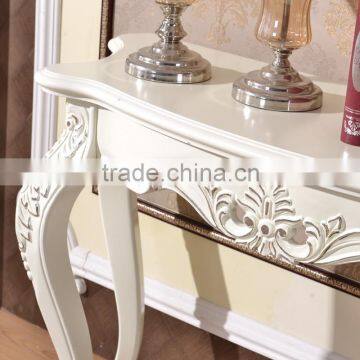 White Exquisite Washed Silver Leaf Solid Wood Hallway Console Table photo-3