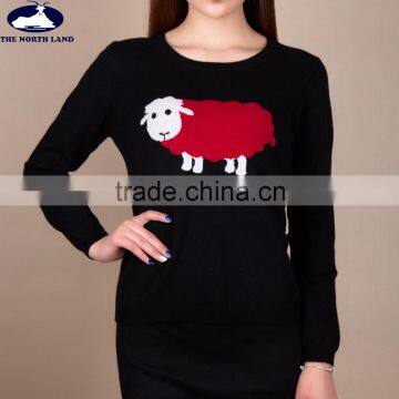 Ladies' C Neck Intersia Pullover CSW15042808L