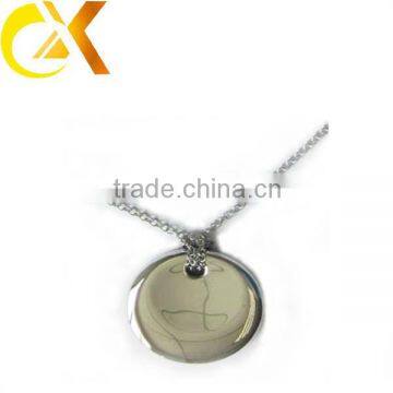 Round silver custom stainless steel circle pendant blank