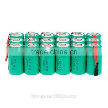 Hot 24Pcs NiCd 4/5 SubC Sub C 1.2V 2200mAh Rechargeable Battery With Tabs- Green Color