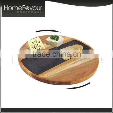 Response in 24 hours Promotional Modern Dishes Plates 3 Pcs Acacia Slate Lazy Susan Set                        
                                                Quality Choice