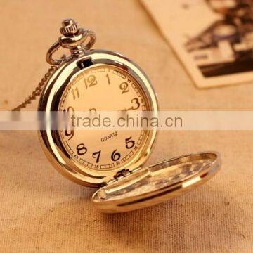 Shiny embossed eagle pocket watch for men