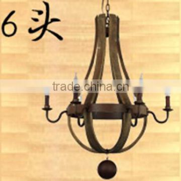 factory price vintage wood chandelier with 6 heads