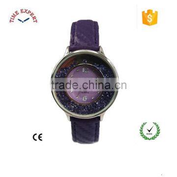 2016 fashion plastic case PU leather strap lady watch