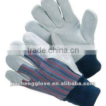 JS418SA Cow Split Cotton Back Leather Glove,Safety Glove, leather working gloves