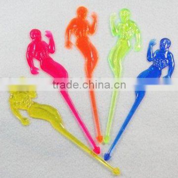 Body-building exercise swizzle stick / muddler / plastic body-building exercise stirrer / drink stirrer