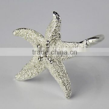 fashionable starfish shape metal alloy crystal napkin rings