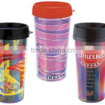 double wall insulated gift promotion plastic thermos mug