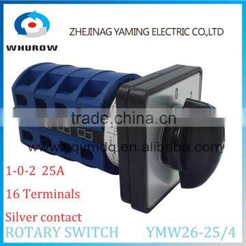 Cam Switch YMW26-25/4 Ui 690V Ith 25A 4 Sections 3 Positions 1-0-2 16 Terminals Selector Changeover Rotary Switch Sliver Contact