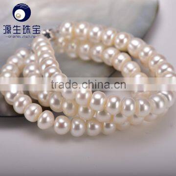 2016 Cheap price Wholesale 8-9mm white freshwater pearl bracelet for wedding