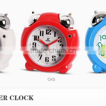 Small alarm clock with Red/White/Blue colors Round light clock sweep second hand alarm clock