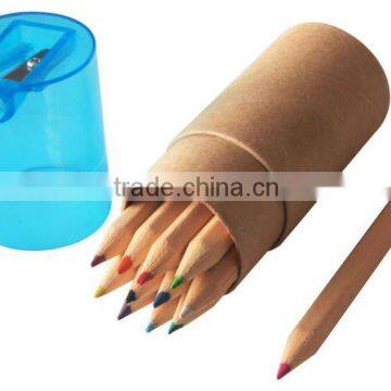 Mini Cheap Natural Portable School Wooden Color Pencils Set with Sharpener for promotion