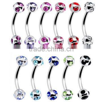 316L Body Jewelry Multigem Eyebrow Ring