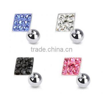 316L Surgical Steel Triple CZ Droplet Tragus Cartilage Piercing Stud Earring