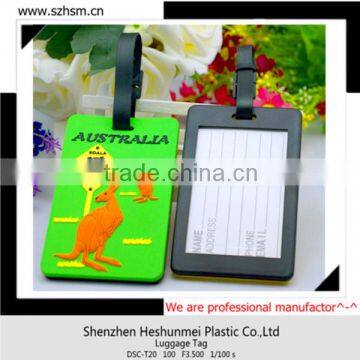 Popular Promotional Soft PVC plastic custom luggage tag