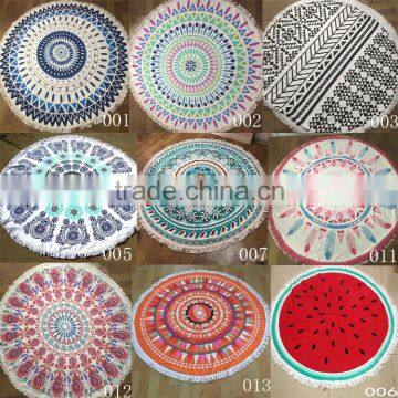 2016 new product hot selling cotton round beach towels mandala with tassels                        
                                                                                Supplier's Choice