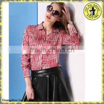 European Fairly Solid Crazy Plaid Formal Women Top