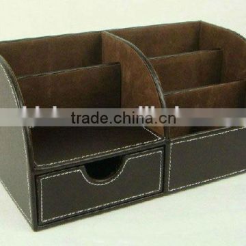 pu leather desk organizer storage box for home