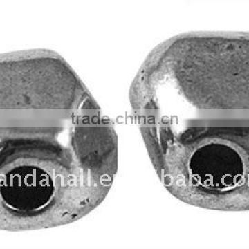 Tibetan Style Beads, Lead Free, Flat Round, Antique Silver, 10x11x9mm, hole: 2mm(TIBEB-A11220-AS-LF)