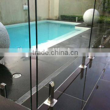 Exterior use framless glass railing with spigot for pool fencing