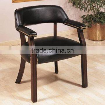 Solid wood armchair design leather upholstery HDAC1070