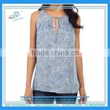 OEM women cheap fashion sleeveless printed tank