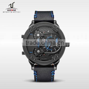 WEIDE Luxury Watch Brand Men Quartz Watches Genuine Leather Watch Strap Waterproof Casual Wrist Watches Men