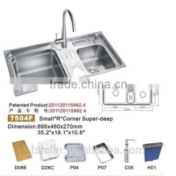 2014 LELIN double bowls stainless steel kichen sinks LL-7504F