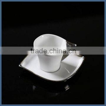 Hotel use white fine porcelain cup and saucer