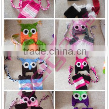 wholesale crochet Owl Hat and Leg Warmer Set