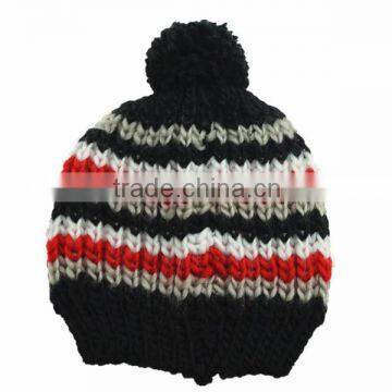 Cute Pom Pom Knit Hat Free Knitting Pattern Hat Beanie photo-2