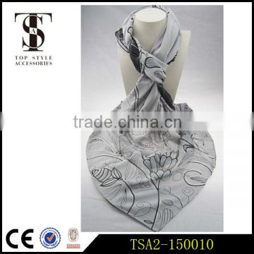 comfortable soft flower and plants pattern grey series own design silk scarf