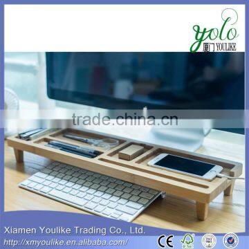 Office/Home Basics Computer and Telephone Desk Organizer Bamboo Office Desk Organizer photo-2