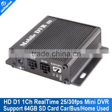 1CH Mini DVR HD DVR Motion Detection Taxi Car/Bus/Home Security Camera 1CH Mobile Recorder Realtime 25fps Support SD-card 64GB