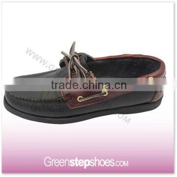 Laser cut outsole moccasin cow leather men boat shoes