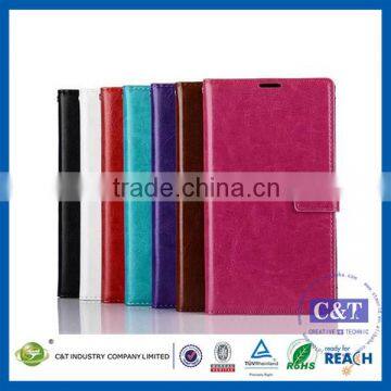 C&T Flip Leather Wallet Card Pouch Stand Case Cover For Sony T2 Ultra