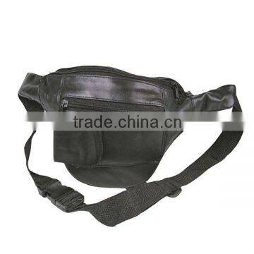 Leather sports waist pouch made of genuine leather