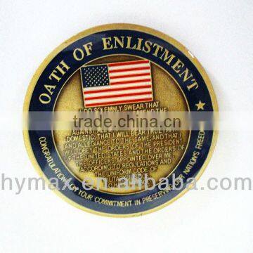 2014 custom cutting edge coin with tiny letters on the surface