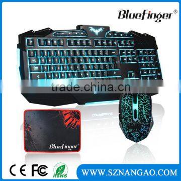 USB Wired three Color backlit Gaming Keyboard and Mouse Combo Set
