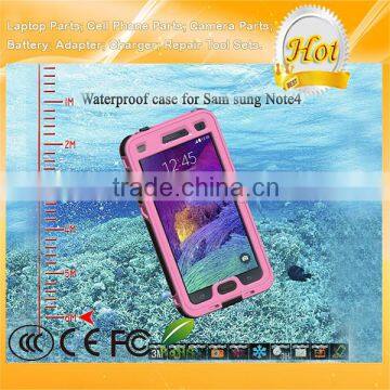 For Samsung Note 4 Waterproof Shockproof Case With Button Pink