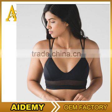 2016 Custom ladies seamless mesh back sports bra yoga&fitness bra