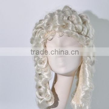 Unisex Adults White Curly Judge Barrister Lawyer Costume Wig N192