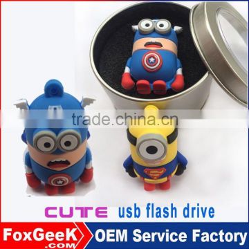 New cute usb flash disk 512gb usb flash drive superman cartoon design and also with capacity to 128mb,512mb and 1gb ,2gb 4gb