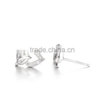 Sterling Silver Stud Earring Animal Fox Cute Piercing Earrings Jewelry SEB048W
