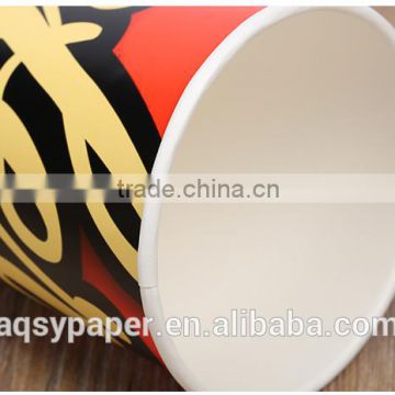 Custom logo printed disposable paper cup with lid, low cost 12oz double wall paper cups with lid